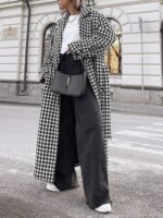 Adele Houndstooth Tweed Trench Coat - Image 3