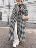 Adele Houndstooth Tweed Trench Coat - Image 4