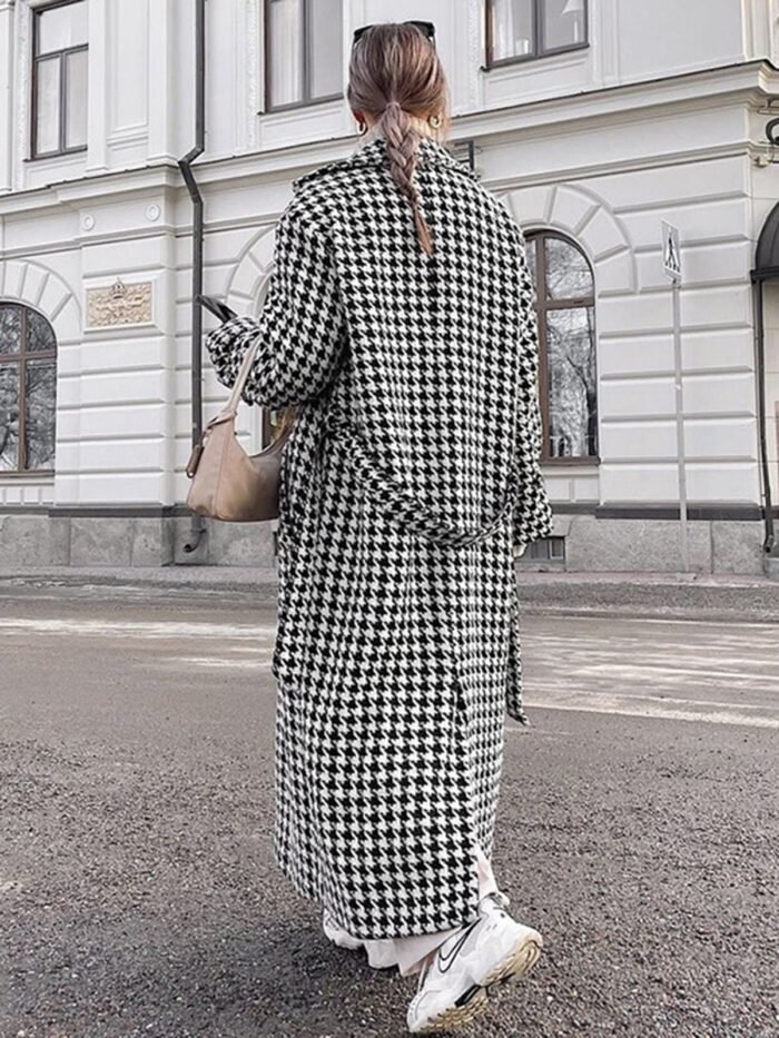 Adele Houndstooth Tweed Trench Coat - Image 5