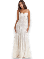 Amara Blossom White Floral Vintage Gown - Image 4