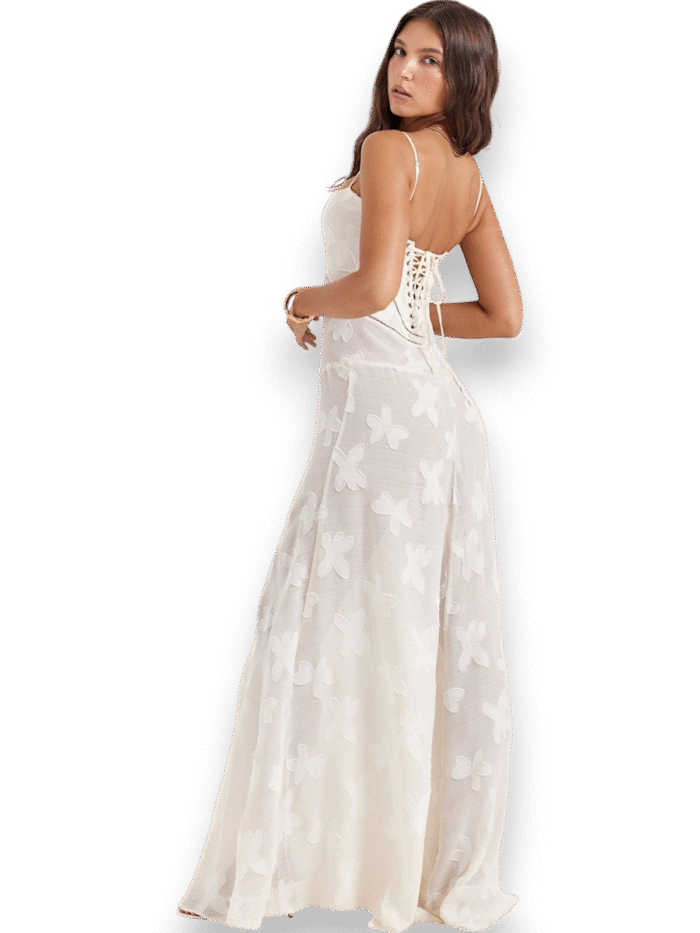 Amara Blossom White Floral Vintage Gown - Image 5