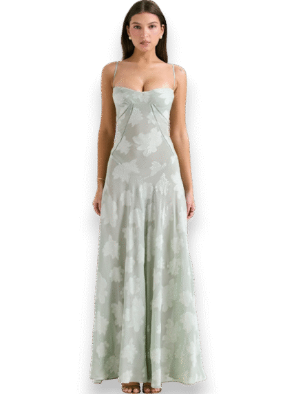 Amara Blossom Green Floral Vintage Gown