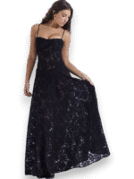 Amara Blossom Black Floral Vintage Gown - Image 2