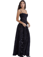 Amara Blossom Black Floral Vintage Gown - Image 3