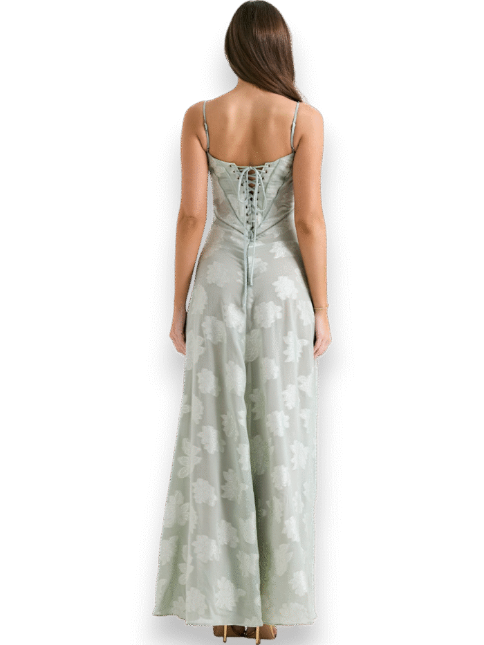 Amara Blossom Green Floral Vintage Gown - Image 4