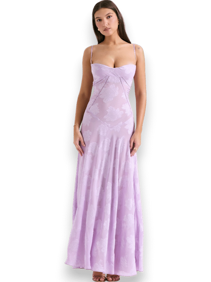 Amara Blossom Purple Floral Vintage Gown - Image 3