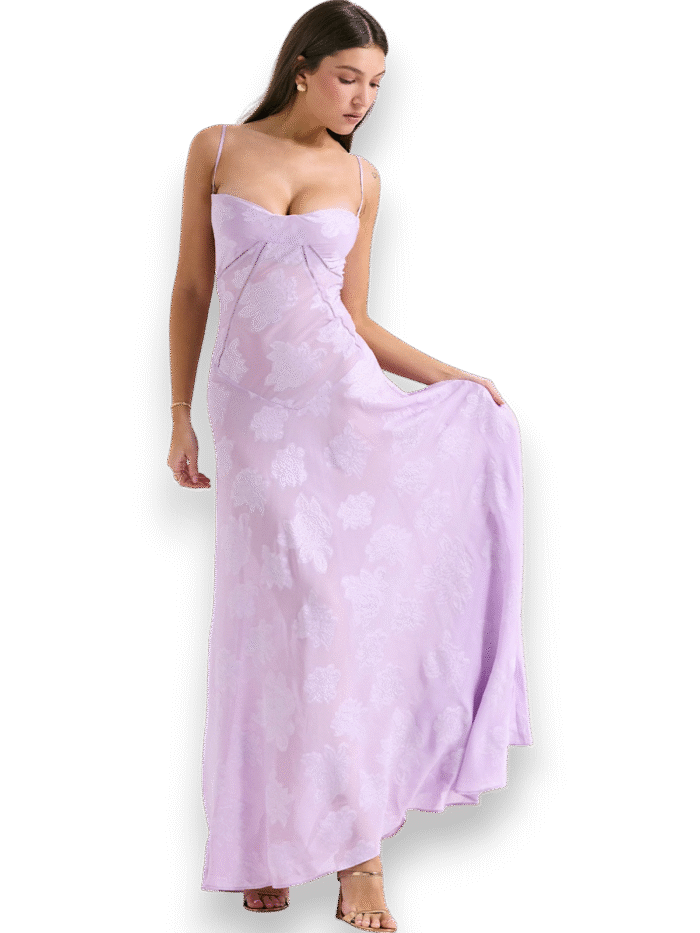 Amara Blossom Purple Floral Vintage Gown - Image 2