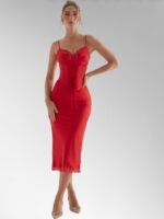 Alita Red Satin Slip Maxi Dress - Image 2