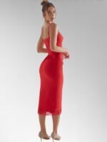 Alita Red Satin Slip Maxi Dress - Image 3