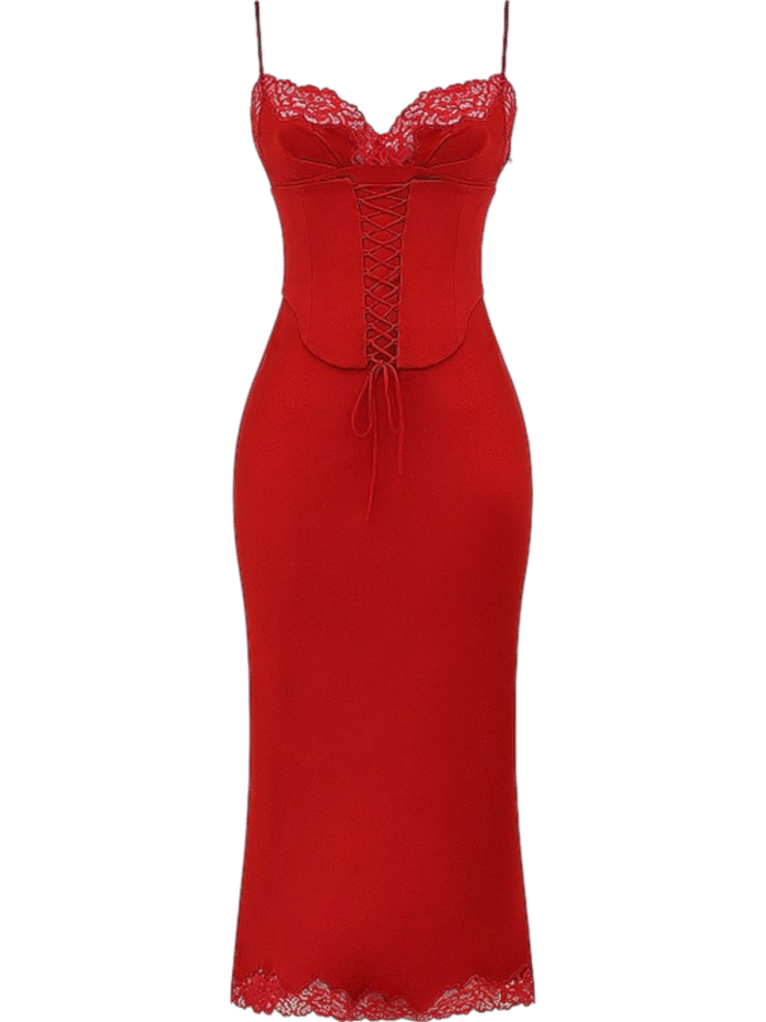 Alita Red Satin Slip Maxi Dress - Image 4
