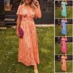 Alexa - Classic V-Neck Floral Print Dress - Image 5