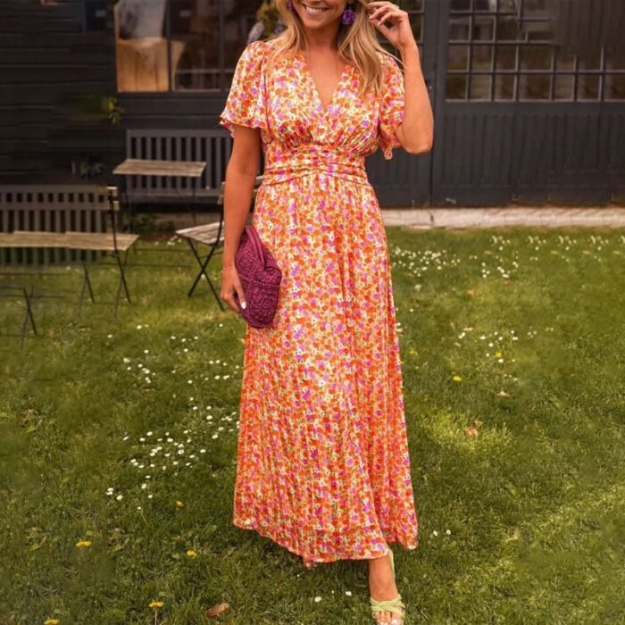 Alexa - Classic V-Neck Floral Print Dress - Image 1
